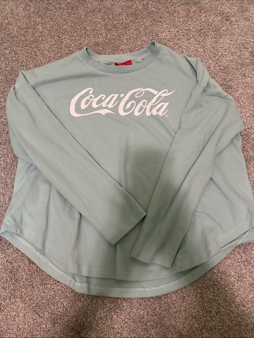 Coca Cola Light Sage Green Long Sleeve Tee with White Logo